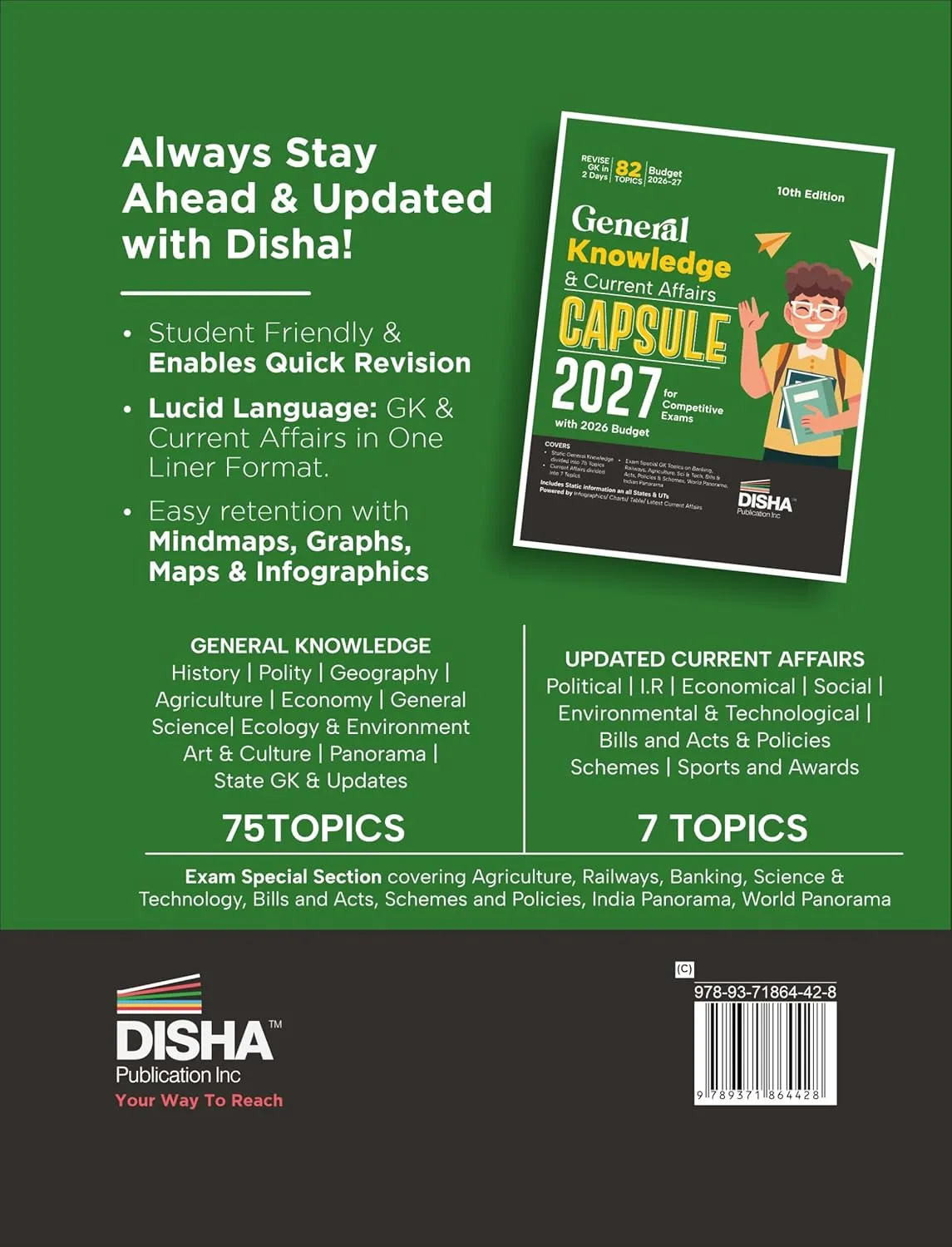 Disha General Knowledge & Current Affairs Capsule 2027 for Competitive Exams with 2026 Budget 10th Edn | GK for UPSC, State PSC, SSC, Bank, MBA, RRB, NDA, CDS, CAPF, EPFO, Police, Constable (Paperback) | Released: 19 Feb 2026 — BOOKS, view 2